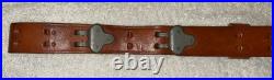 Vtg WWI WWII leather 1.25 wide RIFLE SLING steel hook M1907 M1903 Garand Spring