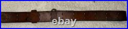 Vtg WWI WWII leather 1.25 wide RIFLE SLING steel hook M1907 M1903 Garand Spring
