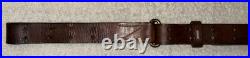 Vtg WWI WWII leather 1.25 wide RIFLE SLING steel hook M1907 M1903 Garand Spring