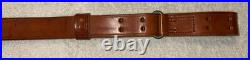 Vtg WWI WWII leather 1.25 wide RIFLE SLING steel hook M1907 M1903 Garand Spring