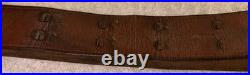 Vtg WWI WWII leather 1.25 wide RIFLE SLING steel hook M1907 M1903 Garand Spring