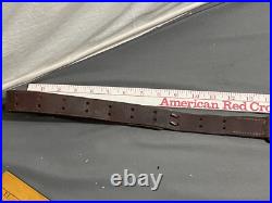 Vtg WWI WWII leather 1.25 wide RIFLE SLING steel hook M1907 M1903 Garand Spring