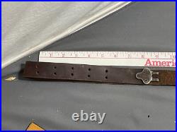 Vtg WWI WWII leather 1.25 wide RIFLE SLING steel hook M1907 M1903 Garand Spring