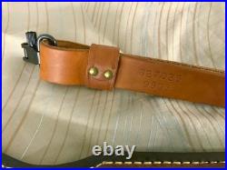 Vtg leather Hunter riflesling, tooled deer & oak leaves, padded withswivels adjustab