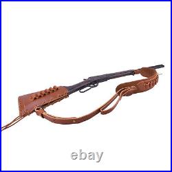 WAYNE'S DOG 1 Set Leather Rifle Sling + Gun Recoil Pad Buttstock Cheek Rest Pad