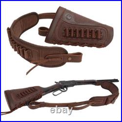 WAYNE'S DOG Canvas Leather Rifle Buttstock Cover with Match Gun Sling Shell H