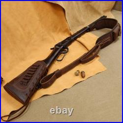 WAYNE'S DOG Canvas Leather Rifle Buttstock Cover with Match Gun Sling Shell H