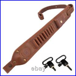 WAYNE'S DOG Cowhide Leather Gun Shell Holder Buttstock with Matched Rifle Sli