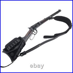 WAYNE'S DOG Leather Gun Buttstock Pouch with Hunting Gun Sling. 22 12GA. 357.308
