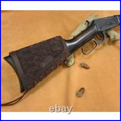 WAYNE'S DOG Leather Rifle Sling with Matched Gun Buttstock Cheek Rest Pad, Vi