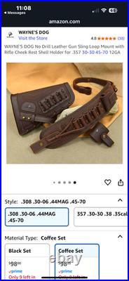 WAYNE'S DOG No Drill Leather Gun Sling Loop Mount with Rifle Cheek Rest Shell Ho