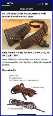 WAYNE'S DOG No Drill Leather Gun Sling Loop Mount with Rifle Cheek Rest Shell Ho