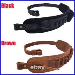 WAYNE'S DOG Soft Leather Shell Slot Sling Rifle Shotgun Strap. 308.357.22 12GA
