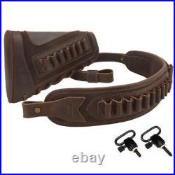 WAYNES DOG Cowhide Leather Gun Shell Holder Buttstock with Matched Rifle Sling