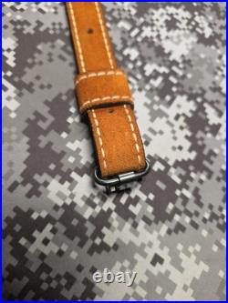 WHITE STITCHED SUEDE LEATHER AZTEC DESIGN GREEN STITCHED RIFLE SLING With SWIVELS