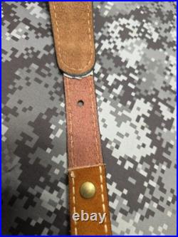 WHITE STITCHED SUEDE LEATHER AZTEC DESIGN GREEN STITCHED RIFLE SLING With SWIVELS