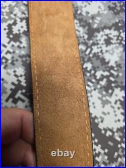 WHITE STITCHED SUEDE LEATHER AZTEC DESIGN GREEN STITCHED RIFLE SLING With SWIVELS
