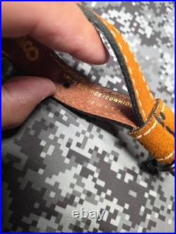 WHITE STITCHED SUEDE LEATHER AZTEC DESIGN GREEN STITCHED RIFLE SLING With SWIVELS