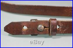 WW2 German K98 Leather Rifle Sling. Markings. Good Condition. Aged Used. S09