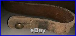 WWI-WWII French Tan Leather Rifle Sling LEBEL BERTHIER MAS Brass Buckle & Button