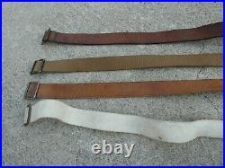 WWI WWII Lot 4 French Leather Rifle Sling LEBEL BERTHIER MAS Metal Buckle