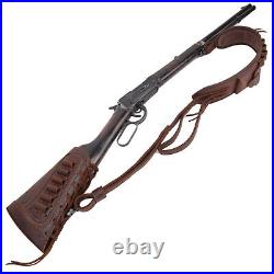 Wayne's Dog Combo Leather Rifle Shotgun Buttstock with Sling. 22LR. 357.308 12GA