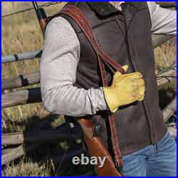 Western Scallop Leather Rifle Sling Adjustable Padded Design 28 Inch Brown