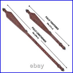 Western Scallop Leather Rifle Sling Adjustable Padded Design 28 Inch Brown