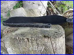 Western Style Embossed Black/Silver Leather Rifle Sling