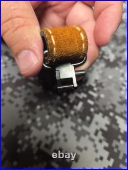 White Stitched Designed Brown Suede Leather Rifle Sling With Swivels
