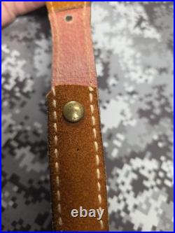 White Stitched Designed Brown Suede Leather Rifle Sling With Swivels
