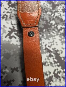 Whitetail Buck Tooled Stitched Leather Suede Backed Rifle Sling With Swivels