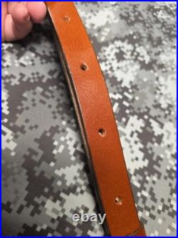Whitetail Buck Tooled Stitched Leather Suede Backed Rifle Sling With Swivels
