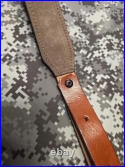 Whitetail Buck Tooled Stitched Leather Suede Backed Rifle Sling With Swivels