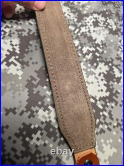 Whitetail Buck Tooled Stitched Leather Suede Backed Rifle Sling With Swivels
