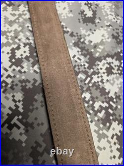 Whitetail Buck Tooled Stitched Leather Suede Backed Rifle Sling With Swivels