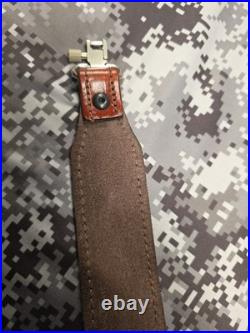 Whitetail Buck Tooled Stitched Leather Suede Backed Rifle Sling With Swivels