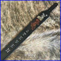 Whitetail Deer & Maple Custom Leather Gun Sling (BLACK) Handmade Hand Tooled R